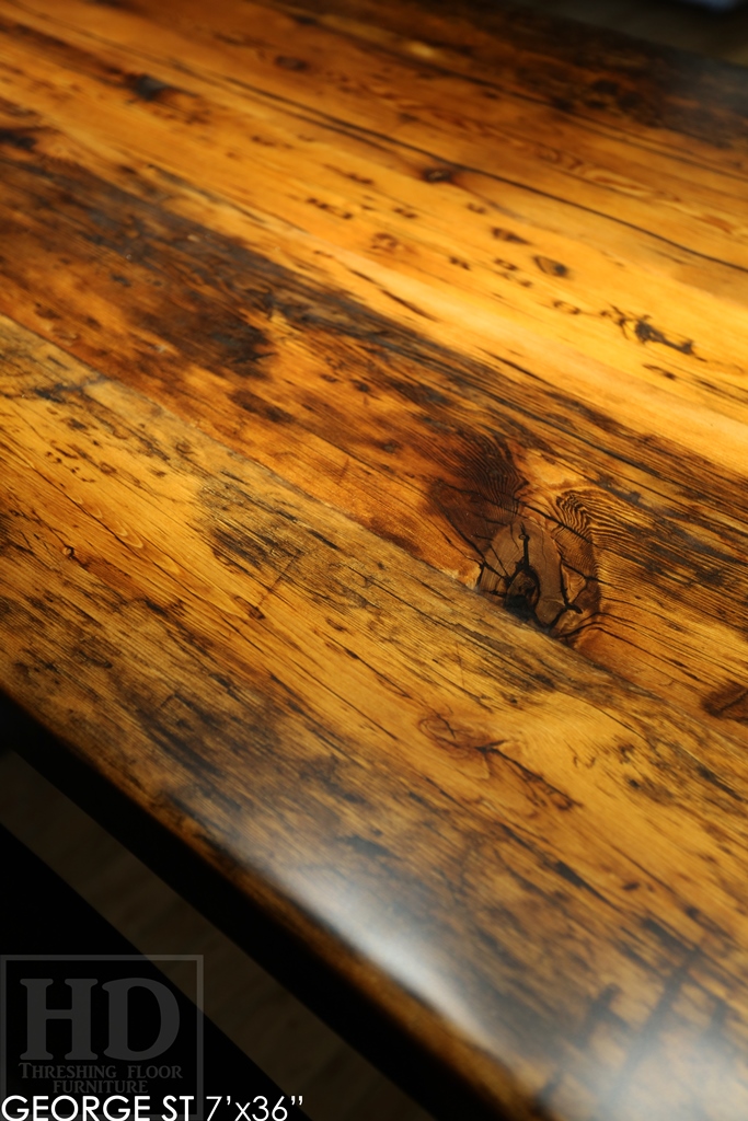 boardroom tables Ontario, reclaimed wood boardroom table, custom boardroom table, reclaimed wood tables Ontario, Mennonite Furniture, epoxy finish, reclaimed wood metal base table, farmhouse table, rustic furniture Canada