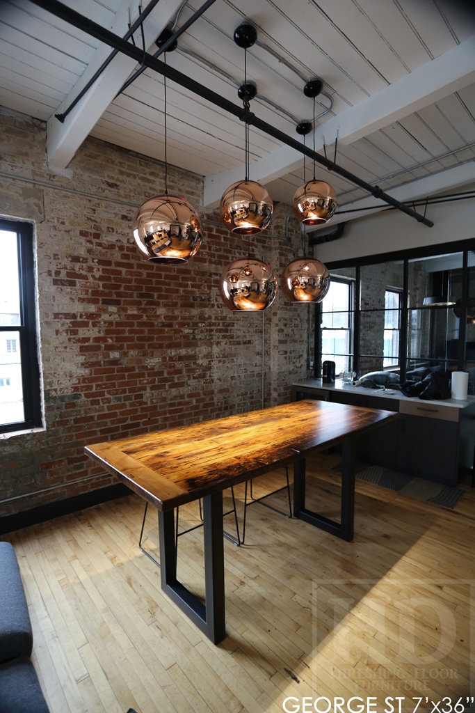 boardroom tables Ontario, reclaimed wood boardroom table, custom boardroom table, reclaimed wood tables Ontario, Mennonite Furniture, epoxy finish, reclaimed wood metal base table, farmhouse table, rustic furniture Canada