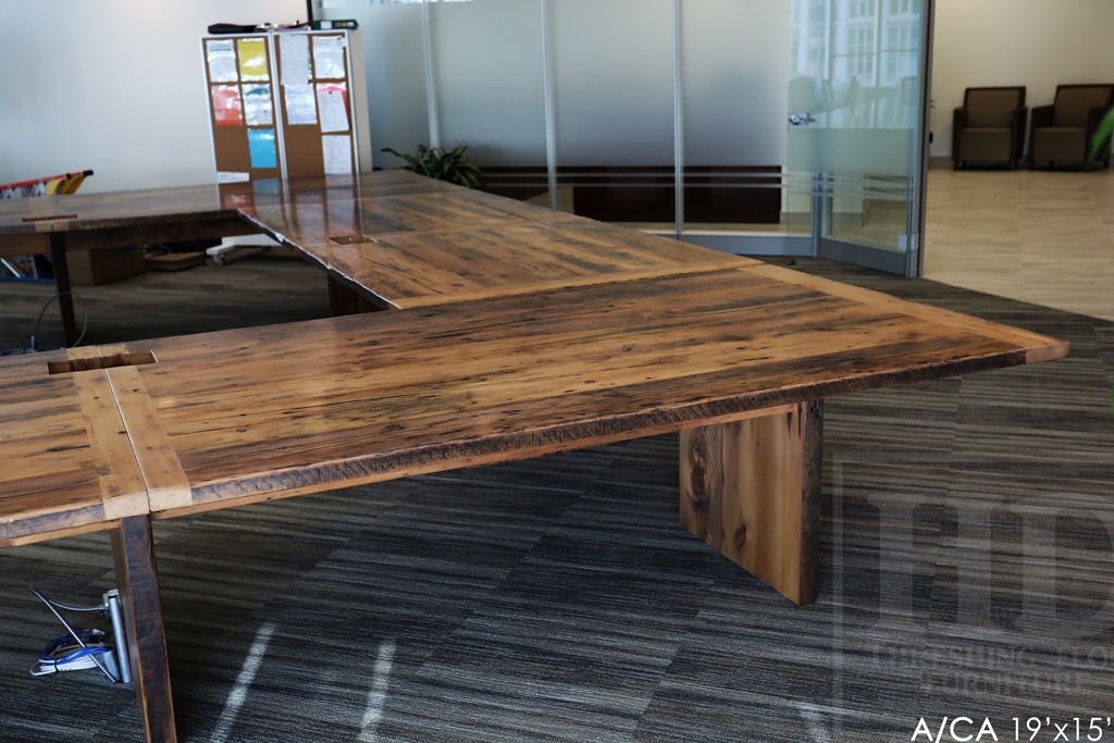 boardroom table Toronto, reclaimed wood furniture Toronto, office furniture, mennonite furniture, epoxy finish, Gerald Reinink, HD Threshing