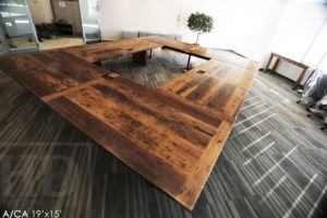 boardroom table Toronto, reclaimed wood furniture Toronto, office furniture, mennonite furniture, epoxy finish, Gerald Reinink, HD Threshing