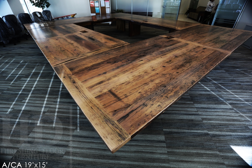 boardroom table Toronto, reclaimed wood furniture Toronto, office furniture, mennonite furniture, epoxy finish, Gerald Reinink, HD Threshing