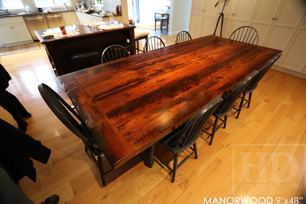 reclaimed wood table top, hemlock threshing floor, hd threshing, mennonite furniture, solid wood furniture, epoxy, cottage furniture Ontario, rustic table, harvest tables Toronto