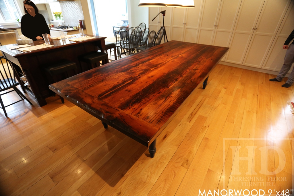 reclaimed wood table top, hemlock threshing floor, hd threshing, mennonite furniture, solid wood furniture, epoxy, cottage furniture Ontario, rustic table, harvest tables Toronto