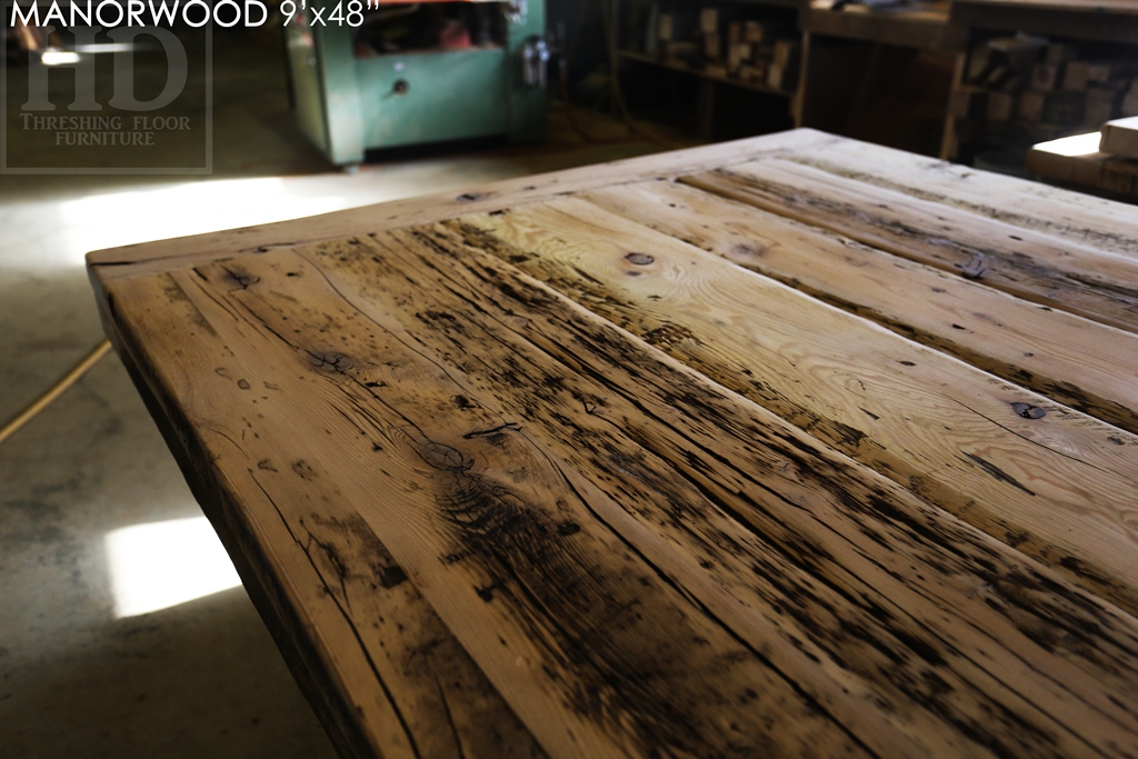 reclaimed wood table top, hemlock threshing floor, hd threshing, mennonite furniture, solid wood furniture, epoxy, cottage furniture Ontario, rustic table, harvest tables Toronto