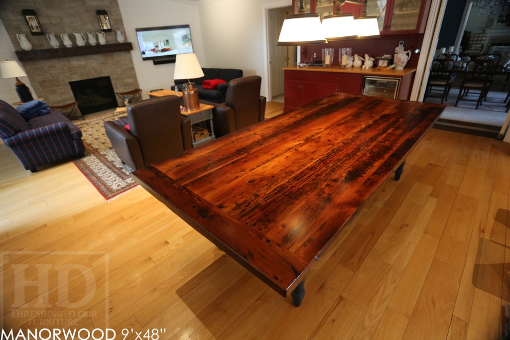 reclaimed wood table top, hemlock threshing floor, hd threshing, mennonite furniture, solid wood furniture, epoxy, cottage furniture Ontario, rustic table, harvest tables Toronto