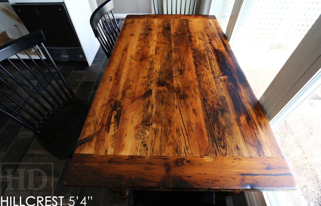 reclaimed wood table Simcoe, harvest table Simcoe, epoxy, recycled wood furniture, threshing floor table, mennonite furniture, cottage table, solid wood table