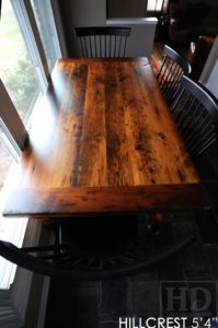 reclaimed wood table Simcoe, harvest table Simcoe, epoxy, recycled wood furniture, threshing floor table, mennonite furniture, cottage table, solid wood table