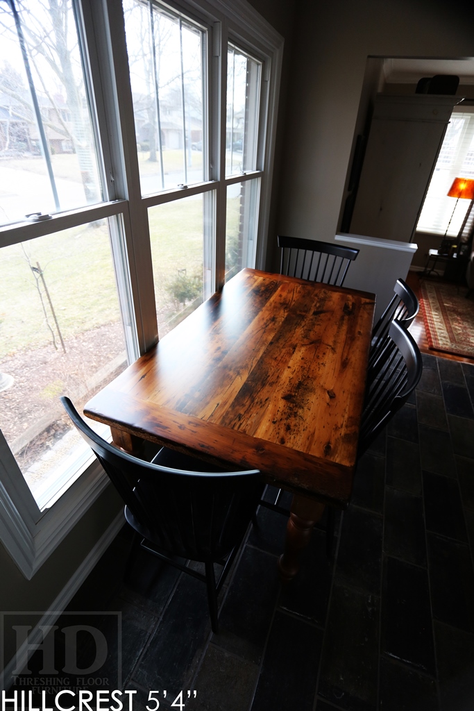 reclaimed wood table Simcoe, harvest table Simcoe, epoxy, recycled wood furniture, threshing floor table, mennonite furniture, cottage table, solid wood table