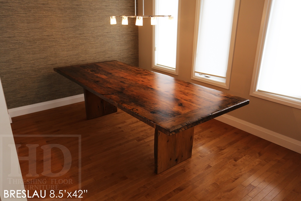 reclaimed wood tables Ontario, modern table, Gerald Reinink, epoxy, hemlock barnboard, rustic furniture Ontario, mennonite furniture Cambridge, solid wood furniture, recycled wood table, Breslau, reclaimed wood table Breslau