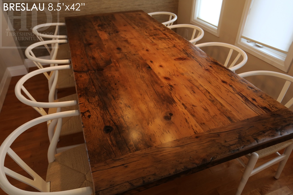 reclaimed wood tables Ontario, modern table, Gerald Reinink, epoxy, hemlock barnboard, rustic furniture Ontario, mennonite furniture Cambridge, solid wood furniture, recycled wood table, Breslau, reclaimed wood table Breslau