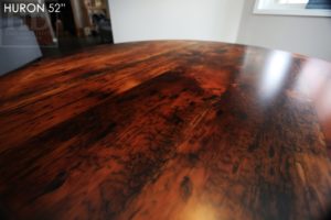 round table, reclaimed wood round table, Kitchener Ontario, round pedestal table, custom round table, mennonite furniture, solid wood furniture, epoxy