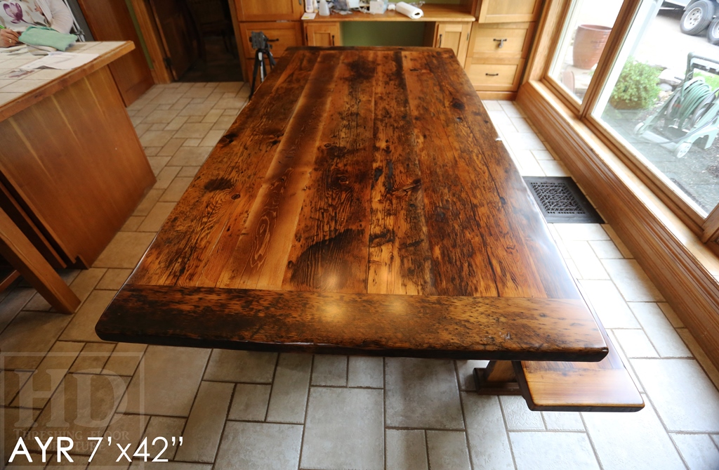 reclaimed wood table Ayr, Ontario, reclaimed wood tables Ontario, epoxy, threshing floor table, rustic table, old wood table, epoxy, Gerald Reinink