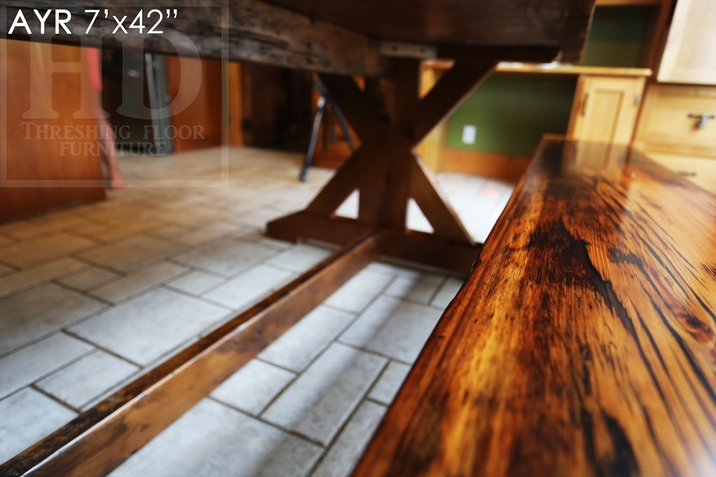 reclaimed wood table Ayr, Ontario, reclaimed wood tables Ontario, epoxy, threshing floor table, rustic table, old wood table, epoxy, Gerald Reinink