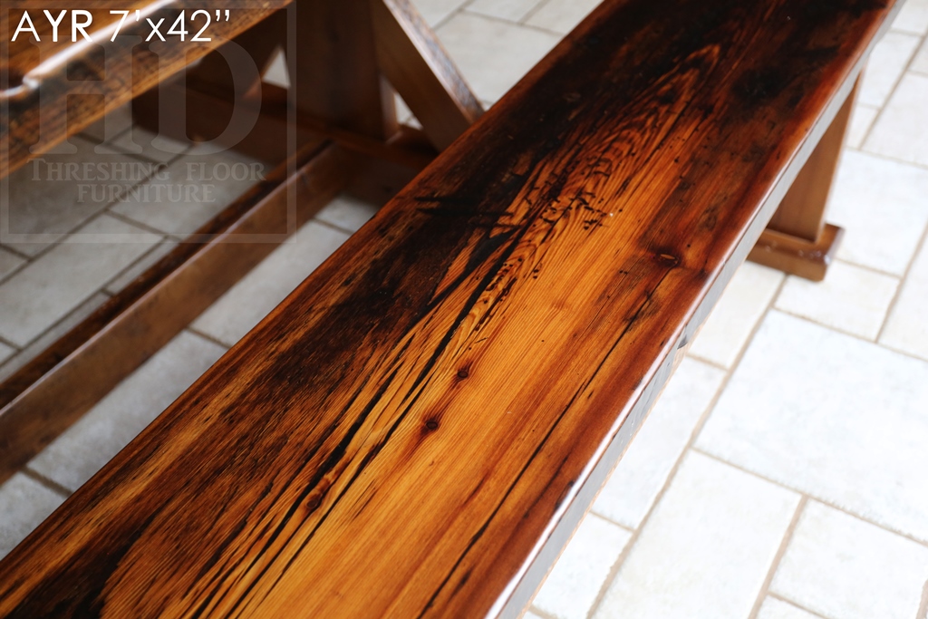 reclaimed wood table Ayr, Ontario, reclaimed wood tables Ontario, epoxy, threshing floor table, rustic table, old wood table, epoxy, Gerald Reinink