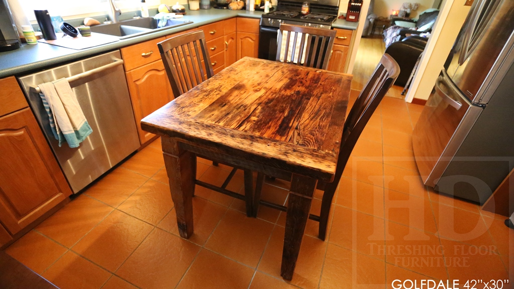 reclaimed wood harvest table, reclaimed wood table Brantford, epoxy, rustic furniture Ontario, solid wood furniture, Mennonite Furniture, hemlock, threshing floor table, HD Threshing, cottage furniture Ontario