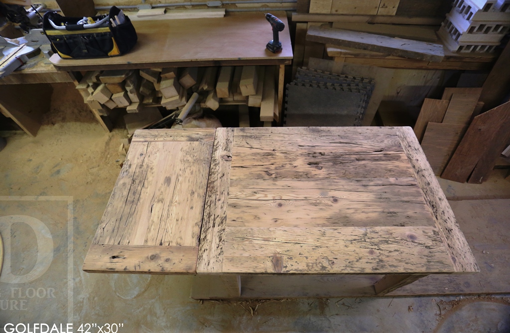 reclaimed wood harvest table, reclaimed wood table Brantford, epoxy, rustic furniture Ontario, solid wood furniture, Mennonite Furniture, hemlock, threshing floor table, HD Threshing, cottage furniture Ontario