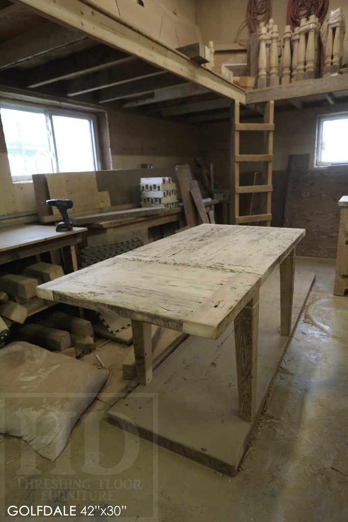 reclaimed wood harvest table, reclaimed wood table Brantford, epoxy, rustic furniture Ontario, solid wood furniture, Mennonite Furniture, hemlock, threshing floor table, HD Threshing, cottage furniture Ontario