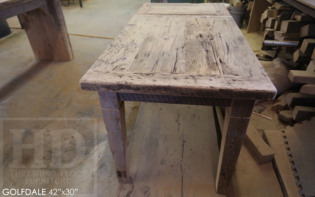 reclaimed wood harvest table, reclaimed wood table Brantford, epoxy, rustic furniture Ontario, solid wood furniture, Mennonite Furniture, hemlock, threshing floor table, HD Threshing, cottage furniture Ontario