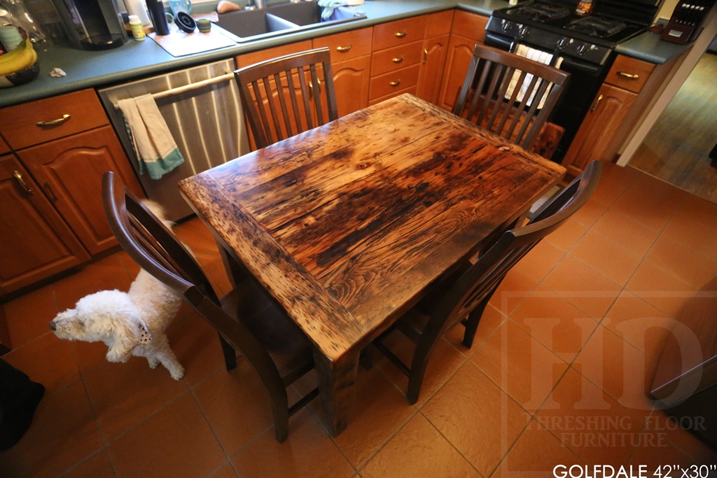 reclaimed wood harvest table, reclaimed wood table Brantford, epoxy, rustic furniture Ontario, solid wood furniture, Mennonite Furniture, hemlock, threshing floor table, HD Threshing, cottage furniture Ontario