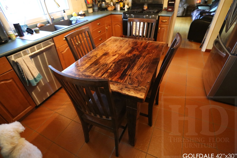 reclaimed wood harvest table, reclaimed wood table Brantford, epoxy, rustic furniture Ontario, solid wood furniture, Mennonite Furniture, hemlock, threshing floor table, HD Threshing, cottage furniture Ontario