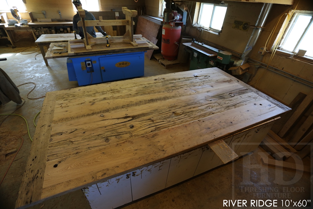 boardroom table, reclaimed wood furniture, Kitchener, Ontario Mennonite Furniture, Gerald Reinink, epoxy finish, custom tables Ontario