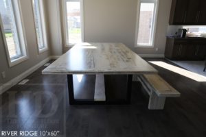 boardroom table, reclaimed wood furniture, Kitchener, Ontario Mennonite Furniture, Gerald Reinink, epoxy finish, custom tables Ontario