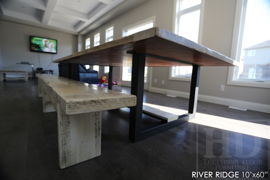 boardroom table, reclaimed wood furniture, Kitchener, Ontario Mennonite Furniture, Gerald Reinink, epoxy finish, custom tables Ontario