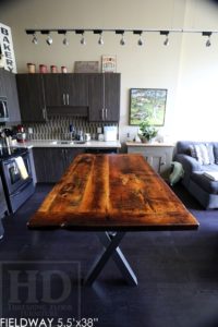 reclaimed wood tables Ontario, metal x base table, harvest tables Toronto, modern farmhouse, Gerald Reinink