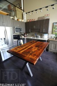 reclaimed wood tables Ontario, metal x base table, harvest tables Toronto, modern farmhouse, Gerald Reinink