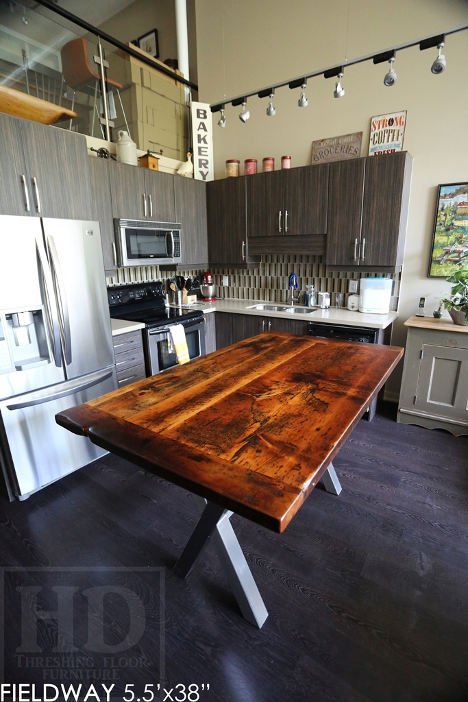 Reclaimed Wood Table Toronto Ontario Mennonite Furniture Epoxy Finish