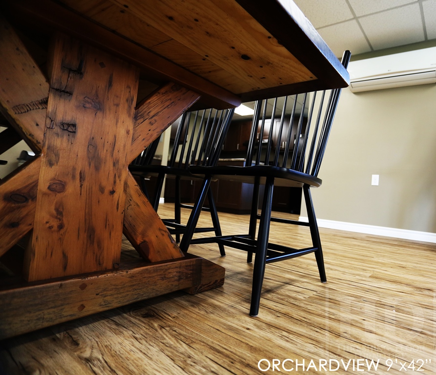 reclaimed wood table, reclaimed wood bench, Vineland Ontario furniture, epoxy finish, mennonite furniture, solid wood table, custom tables Ontario, farmhouse style, cottage style, modern farmhouse