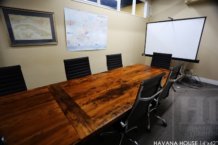 boardroom table Toronto, reclaimed wood tables Ontario, mennonite furniture, custom reclaimed wood table, epoxy, resin, conference table, cigar table, havana house, hemlock, barnwood table, solid wood furniture, commercial table