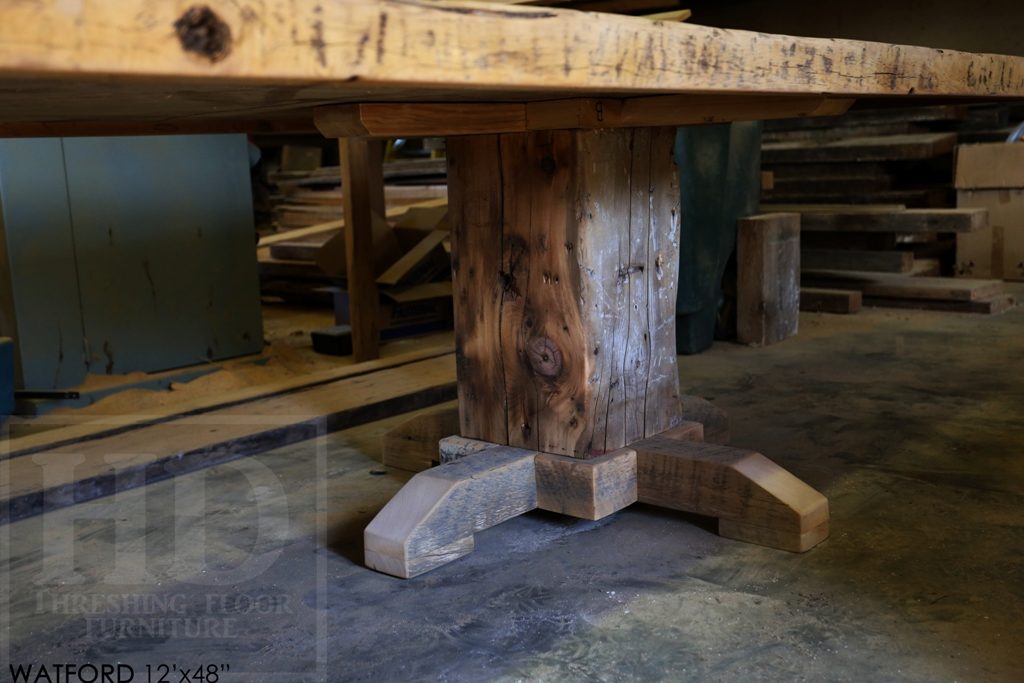 custom pedestal table Ontario, epoxy finish, resin, boardroom table Ontario, reclaimed wood tables Ontario, custom office furniture Ontario, solid wood table, mennonite furniture, Watford Ontario