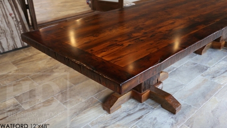 custom pedestal table Ontario, epoxy finish, resin, boardroom table Ontario, reclaimed wood tables Ontario, custom office furniture Ontario, solid wood table, mennonite furniture, Watford Ontario