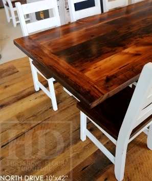 cottage furniture Ontario, trestle table, reclaimed wood table Huntsville Ontario, epoxy finish, Huntsville furniture, cottage table, solid wood table, mennonite furniture, rustic table, rustic wood furniture, Gerald Reinink