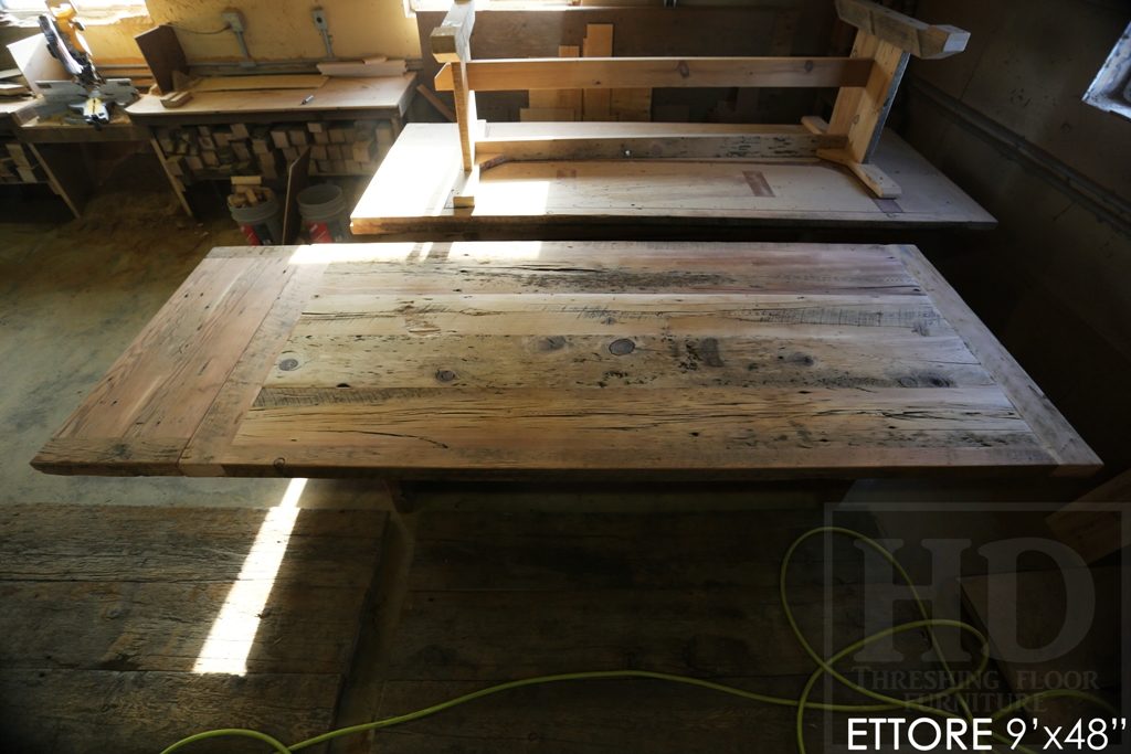 reclaimed wood tables Mississauga, Sawbuck Table, Threshing floor table, epoxy, Mississauga, solid wood table, mennonite furniture, recycled wood table, rustic wood table, Ontario made, Ontario wood, Ontario tables, hemlock, threshing, distressed, cottage style, farmhouse style, distressed wood, pioneer, Ontario history, pioneer village, Ontario pioneers