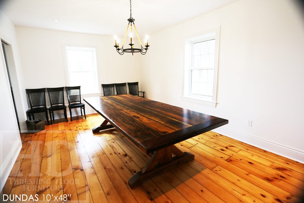 10′ Reclaimed Wood Sawbuck Table for Waterdown, Ontario Country Home Blog