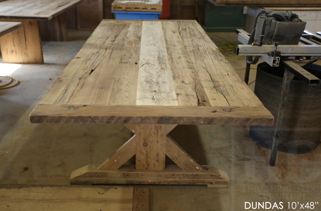10′ Reclaimed Wood Sawbuck Table for Waterdown, Ontario Country Home Blog