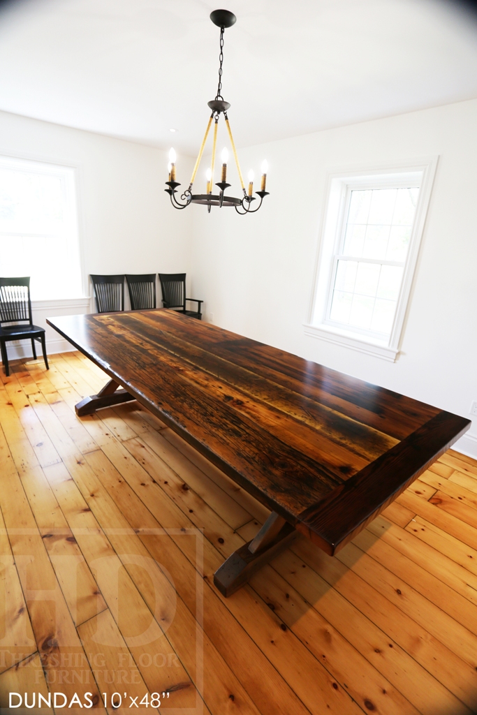 10′ Reclaimed Wood Sawbuck Table for Waterdown, Ontario Country Home Blog
