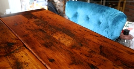 sawbuck table, threshing floor table, furniture Welland Ontario, mennonite furniture, distressed wood table, rustic table, harvest tables Toronto, HD threshing, epoxy finish, solid wood furniture Ontario