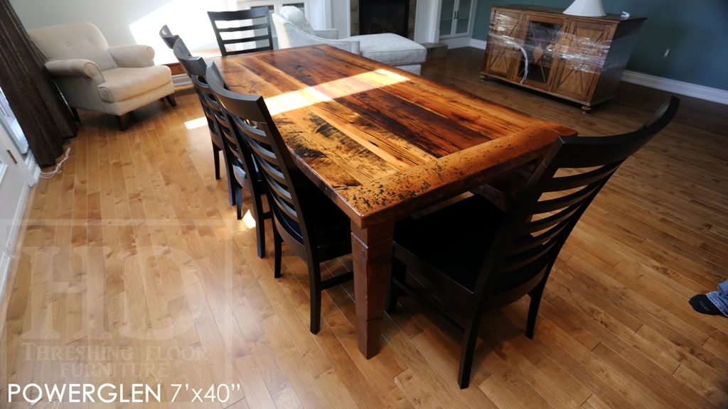 reclaimed wood table St. Catherines, harvest tables Toronto, Mennonite furniture, reclaimed wood table Ontario, epoxy, hemlock, harvest table, farmhouse table, rustic table, HD Threshing, Gerald Reinink