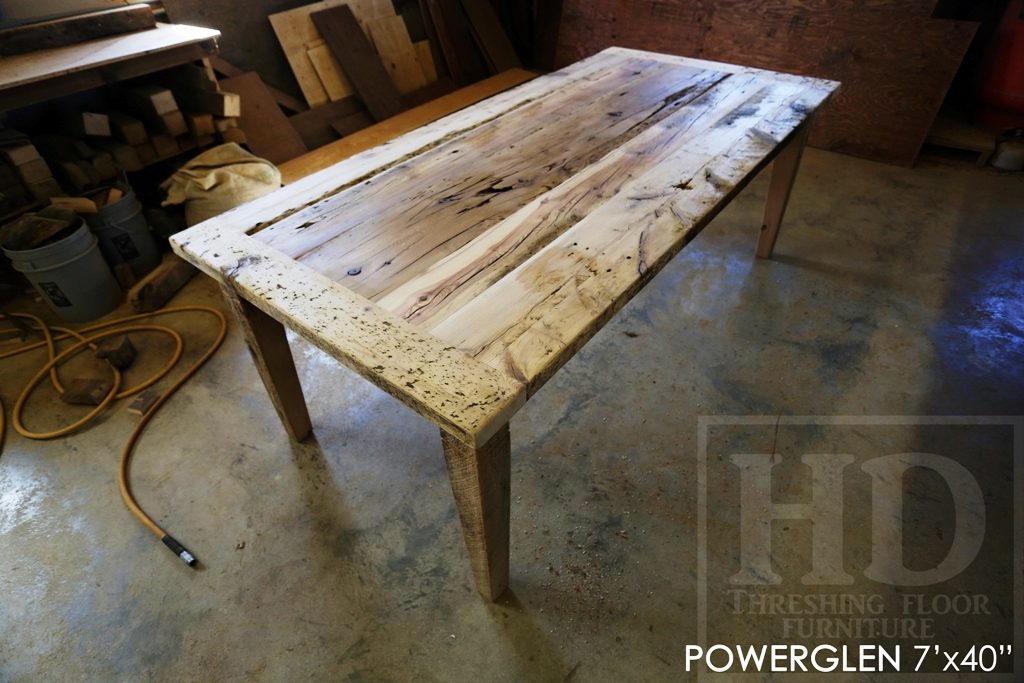 reclaimed wood table St. Catherines, harvest tables Toronto, Mennonite furniture, reclaimed wood table Ontario, epoxy, hemlock, harvest table, farmhouse table, rustic table, HD Threshing, Gerald Reinink