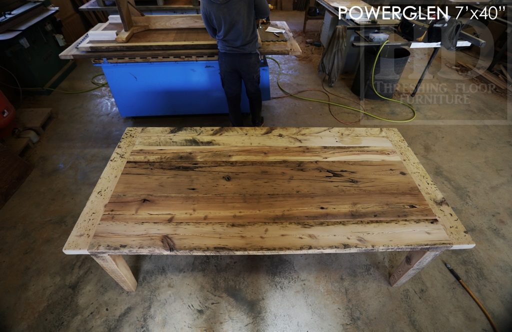 reclaimed wood table St. Catherines, harvest tables Toronto, Mennonite furniture, reclaimed wood table Ontario, epoxy, hemlock, harvest table, farmhouse table, rustic table, HD Threshing, Gerald Reinink