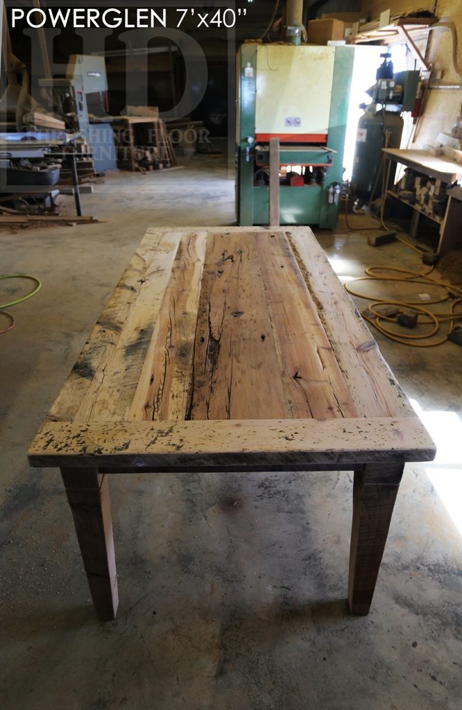 reclaimed wood table St. Catherines, harvest tables Toronto, Mennonite furniture, reclaimed wood table Ontario, epoxy, hemlock, harvest table, farmhouse table, rustic table, HD Threshing, Gerald Reinink