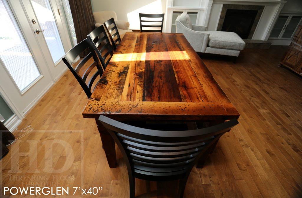 reclaimed wood table St. Catherines, harvest tables Toronto, Mennonite furniture, reclaimed wood table Ontario, epoxy, hemlock, harvest table, farmhouse table, rustic table, HD Threshing, Gerald Reinink