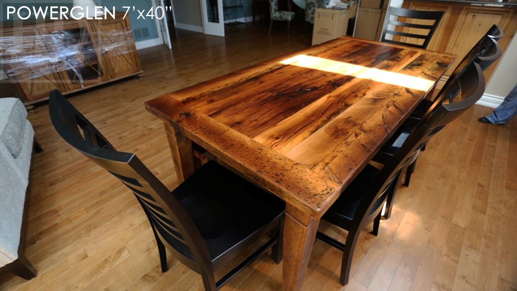 reclaimed wood table St. Catherines, harvest tables Toronto, Mennonite furniture, reclaimed wood table Ontario, epoxy, hemlock, harvest table, farmhouse table, rustic table, HD Threshing, Gerald Reinink