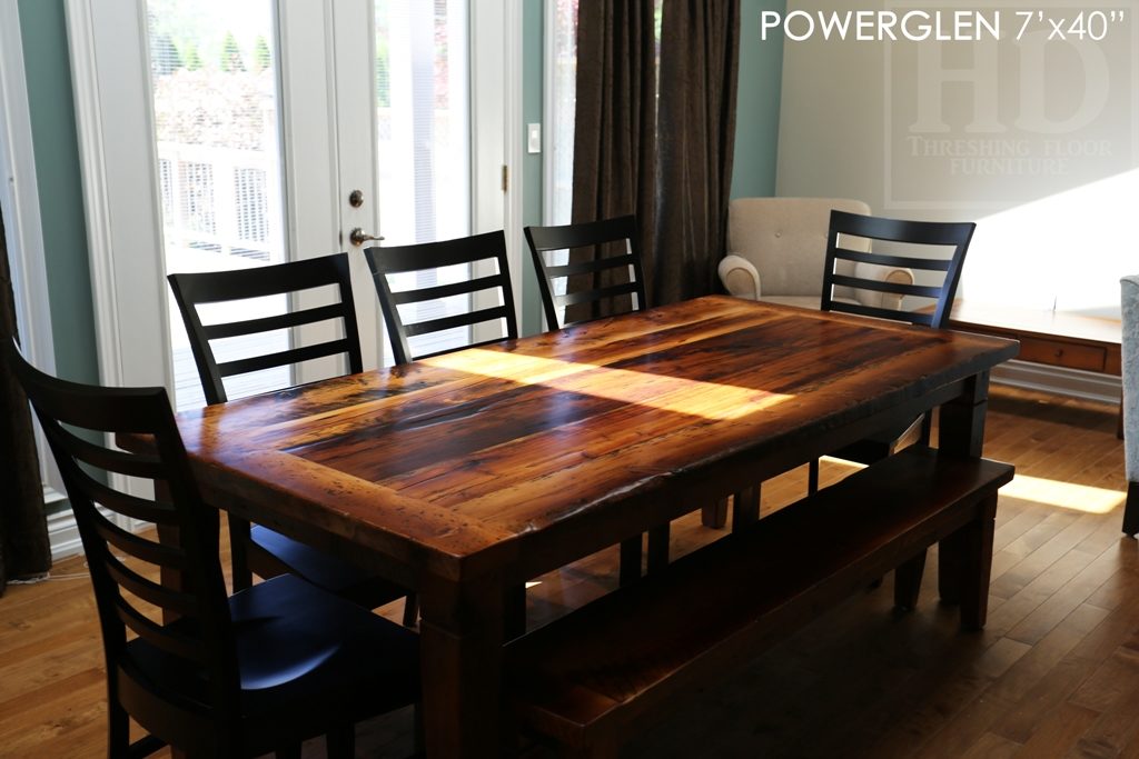 reclaimed wood table St. Catherines, harvest tables Toronto, Mennonite furniture, reclaimed wood table Ontario, epoxy, hemlock, harvest table, farmhouse table, rustic table, HD Threshing, Gerald Reinink