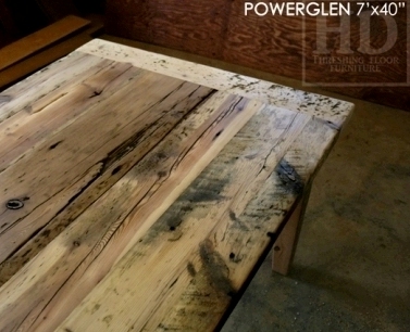 reclaimed wood table St. Catherines, harvest tables Toronto, Mennonite furniture, reclaimed wood table Ontario, epoxy, hemlock, harvest table, farmhouse table, rustic table, HD Threshing, Gerald Reinink