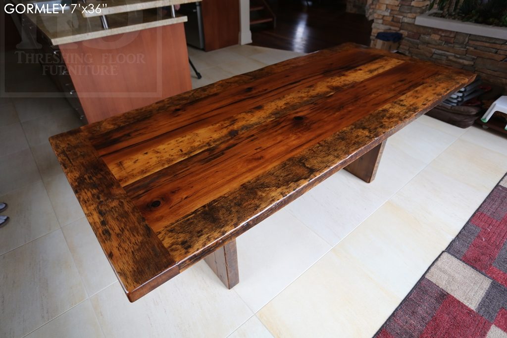 reclaimed wood table Toronto, Mennonite Furniture Ontario, harvest tables Toronto, farmhouse table, epoxy finish, rustic wood table, rustic furniture, hemlock, solid wood furniture, Ontario pioneer history