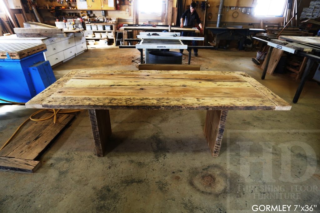 reclaimed wood table Toronto, Mennonite Furniture Ontario, harvest tables Toronto, farmhouse table, epoxy finish, rustic wood table, rustic furniture, hemlock, solid wood furniture, Ontario pioneer history